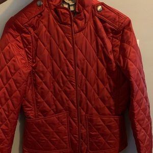 Dark red Burberry Women’s Quilted Check Jacket